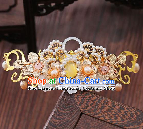 Traditional Chinese Hanfu Pine Hair Crown Ancient Court Queen Hairpins Handmade Hair Accessories for Women