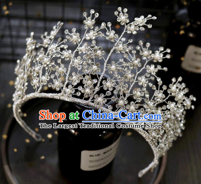 Handmade Baroque Princess Crystal Branch Royal Crown Children Hair Clasp Hair Accessories for Kids