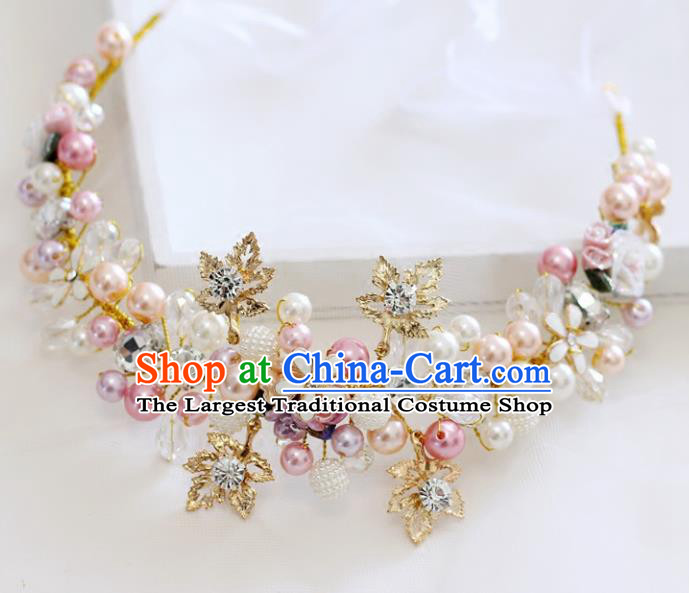 Handmade Baroque Princess Pearls Crystal Royal Crown Children Hair Clasp Hair Accessories for Kids