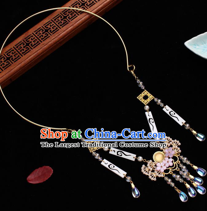 Traditional Chinese Handmade Court Golden Necklace Jewelry Accessories Ancient Princess Pine Necklet for Women