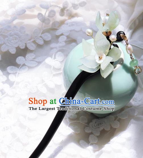 Traditional Chinese Hanfu Green Magnolia Ebony Hair Clip Ancient Court Princess Hairpins Hair Accessories for Kids