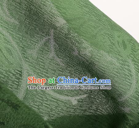 Traditional Chinese Classical Plum Blossom Pattern Deep Green Silk Fabric Ancient Hanfu Dress Silk Cloth