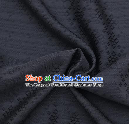 Traditional Chinese Classical Rhombus Pattern Black Silk Fabric Ancient Hanfu Dress Silk Cloth
