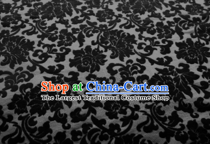 Traditional Chinese Classical Pattern Black Pleuche Fabric Ancient Hanfu Cheongsam Velvet Cloth