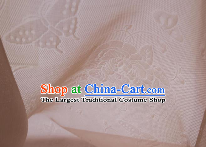 Traditional Chinese Classical Peony Butterfly Pattern Design Pink Silk Fabric Ancient Hanfu Dress Silk Cloth
