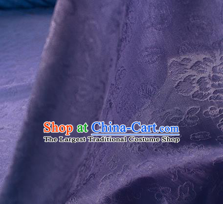 Traditional Chinese Classical Peony Flowers Pattern Design Purple Silk Fabric Ancient Hanfu Dress Silk Cloth