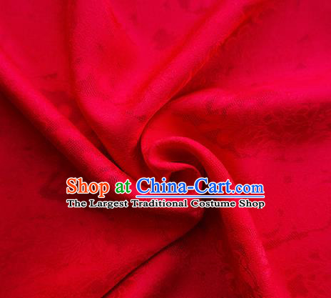 Traditional Chinese Classical Cirrus Flowers Pattern Design Red Silk Fabric Ancient Hanfu Dress Silk Cloth