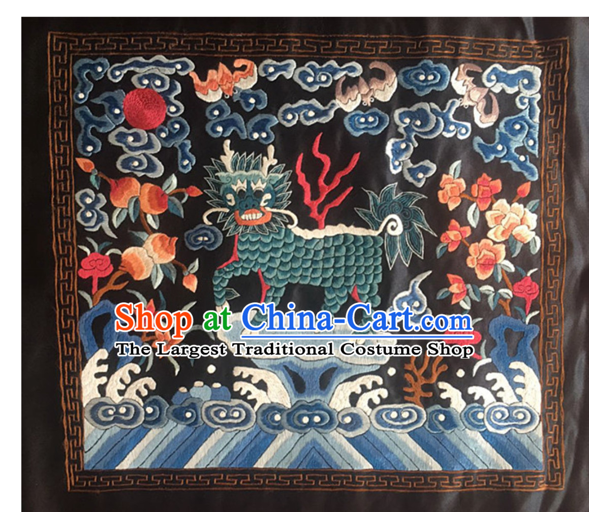 Traditional Qing Dynasty Style Officer Bu Zi Kylin Handmade Embroidery Arts