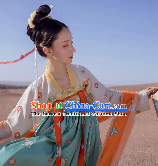 Chinese Tang Dynasty Court Princess Consort Green Hanfu Dress Traditional Ancient Infanta Costumes for Women