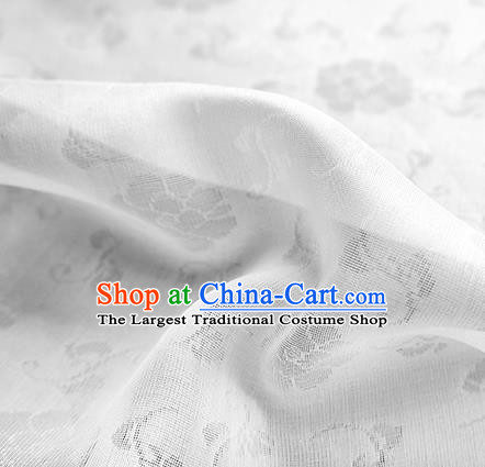 Traditional Chinese Classical Flower Pattern Design White Silk Fabric Ancient Hanfu Dress Silk Cloth