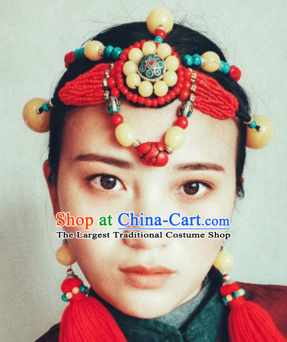Chinese Traditional Zang Ethnic Beeswax Hair Clasp Hair Accessories Tibetan Nationality Headwear for Women
