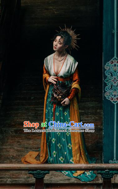 Chinese Ancient Tang Dynasty Las Meninas Silk Hanfu Dress Traditional Court Maid Replica Costume for Women
