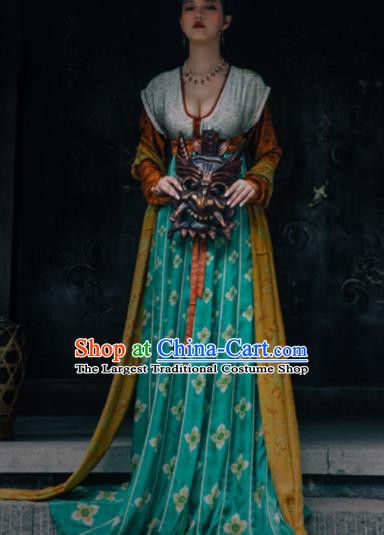 Chinese Ancient Tang Dynasty Las Meninas Silk Hanfu Dress Traditional Court Maid Replica Costume for Women