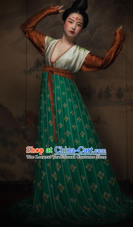 Chinese Ancient Tang Dynasty Las Meninas Silk Hanfu Dress Traditional Court Maid Replica Costume for Women
