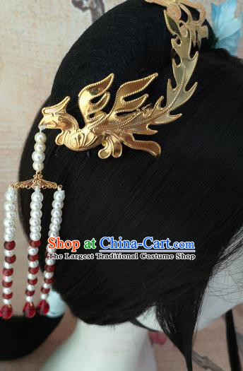 Chinese Traditional Princess Beads Tassel Phoenix Hairpins Ancient Court Lady Hair Accessories for Women