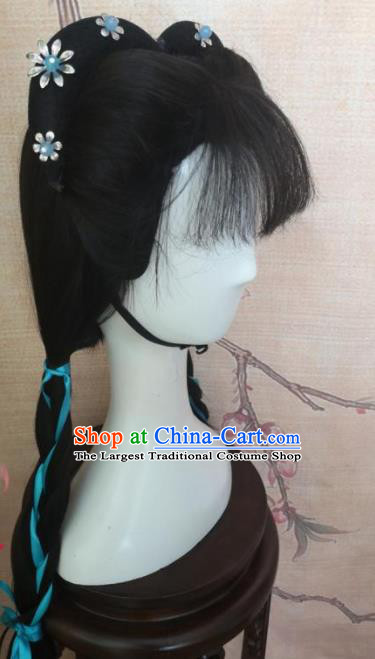 Chinese Traditional Cosplay Maidservants Wigs Ancient Nobility Lady Wig Sheath Hair Accessories for Women
