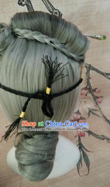 Chinese Traditional Cosplay Old Female Wigs Ancient Dowager Countess Wig Sheath Hair Accessories for Women