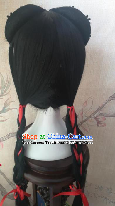 Chinese Traditional Cosplay Servant Girl Wigs Ancient  Maidservant Wig Sheath Hair Accessories for Women