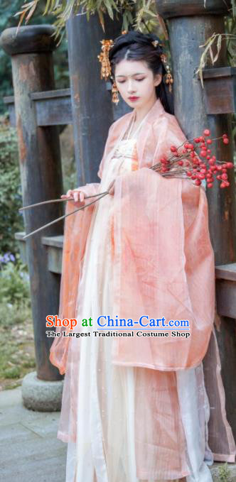 Traditional Chinese Tang Dynasty Court Lady White Dress Ancient Hanfu Royal Princess Replica Costumes for Women