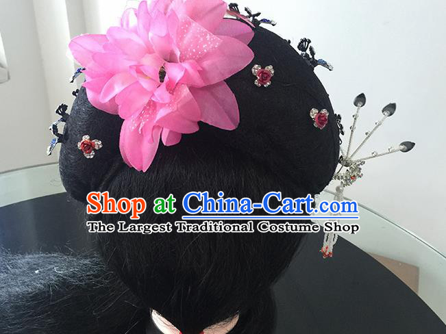 Chinese Beijing Opera Princess Headgear Traditional Peking Opera Diva Wig and Hair Accessories for Kids