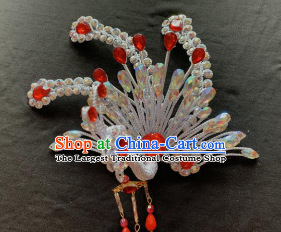 Chinese Beijing Opera Diva Phoenix Tassel Hairpins Headgear Traditional Peking Opera Queen Hair Accessories for Women