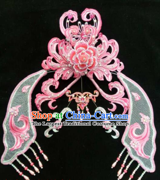 Chinese Beijing Opera Diva Pink Hair Crown Traditional Peking Opera Queen Hairpins Hair Accessories for Women
