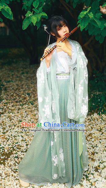 Ancient Chinese Song Dynasty Nobility Lady Green Hanfu Dress Court Princess Historical Costumes for Women