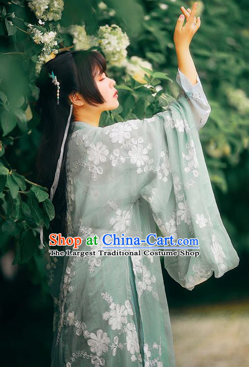 Ancient Chinese Song Dynasty Nobility Lady Green Hanfu Dress Court Princess Historical Costumes for Women