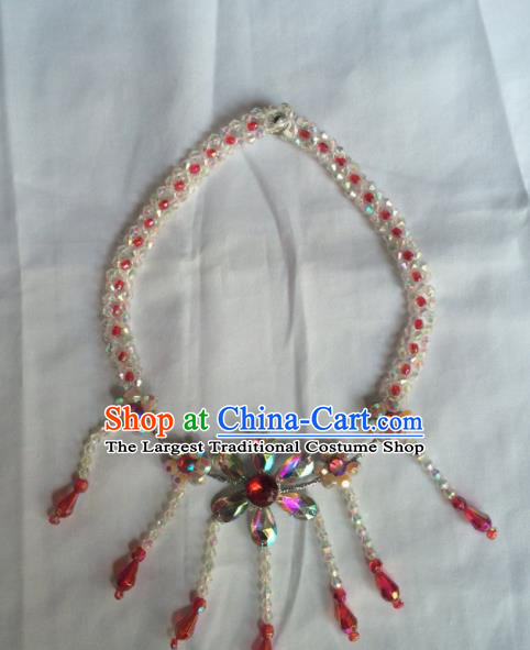 Chinese Beijing Opera Princess Beads Tassel Necklace Traditional Peking Opera Diva Necklet Accessories for Women