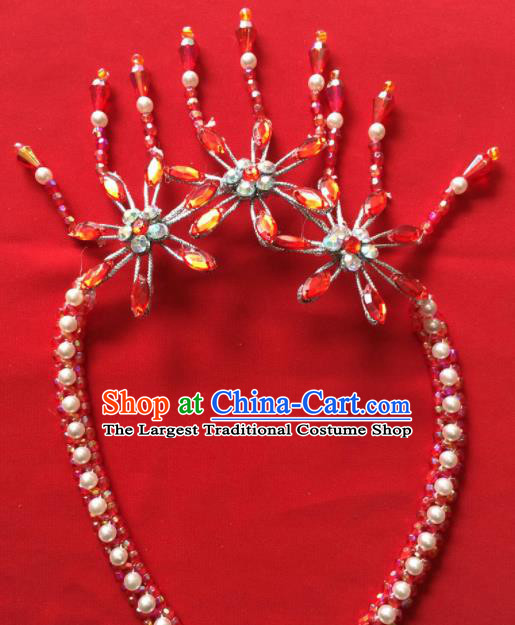 Chinese Beijing Opera Princess Red Crystal Tassel Necklace Traditional Peking Opera Diva Accessories for Women