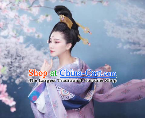 Chinese Ancient Royal Lady Purple Hanfu Dress Traditional Tang Dynasty Imperial Consort Costumes for Women
