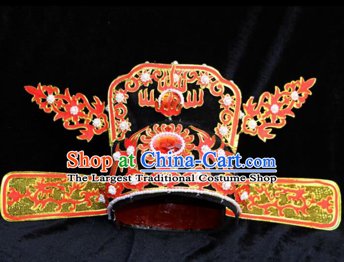 Chinese Beijing Opera Niche Red Hat Traditional Peking Opera Bridegroom Headwear for Men