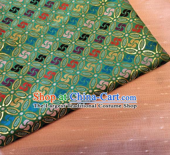 Asian Chinese Traditional Winnower Pattern Design Green Brocade Cheongsam Fabric Silk Material
