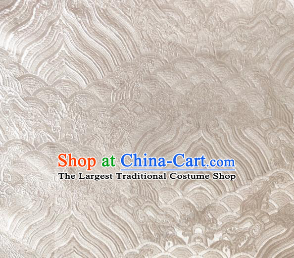 Asian Chinese Traditional Wave Pattern Design White Brocade Cheongsam Fabric Silk Material