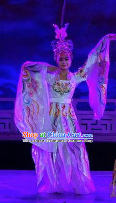Chinese The Dream of Datang Tang Dynasty Court Dance White Dress Stage Performance Costume for Women