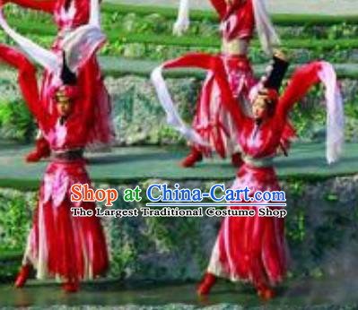 Chinese Road Solutions Dujiangyan Classical Dance Water Sleeve Dress Stage Performance Costume and Headpiece for Women