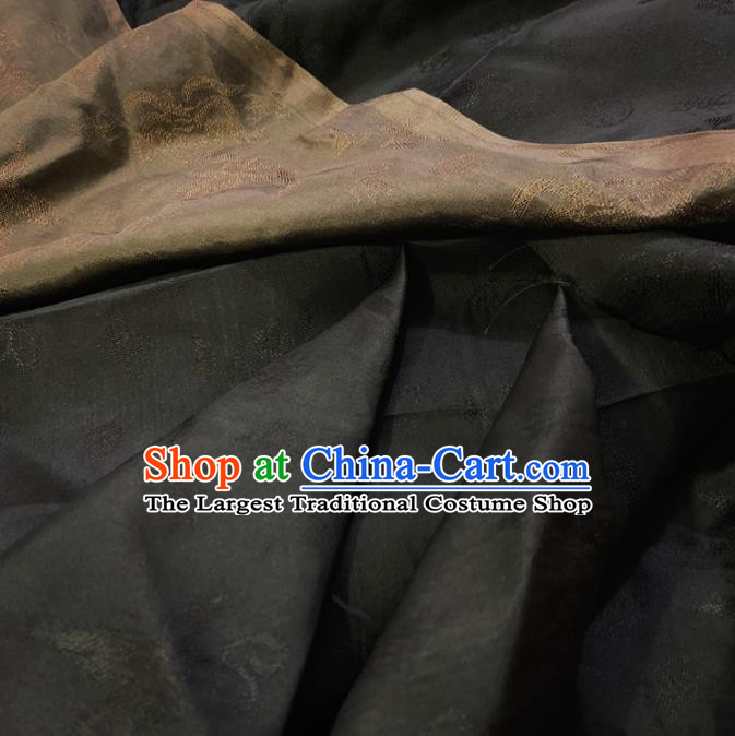 Chinese Classical Pattern Black Silk Fabric Traditional Ancient Hanfu Dress Brocade Cloth