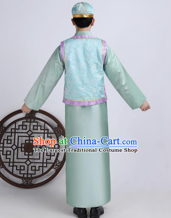 Chinese Traditional Qing Dynasty Royal Prince Green Hanfu Clothing Ancient Manchu Nobility Childe Costume for Men
