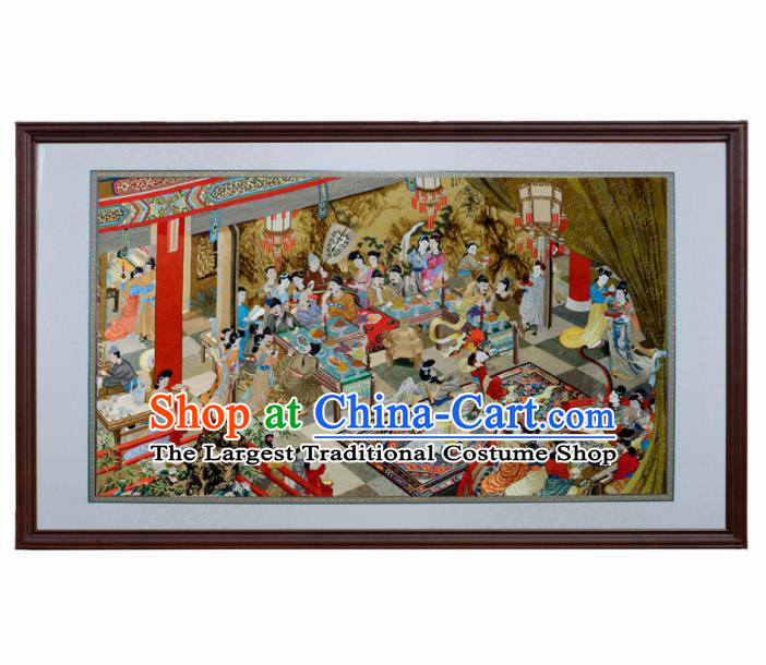 Traditional Chinese Handmade Suzhou Embroidery Han Xizai Evening Banquet Wall Picture Embroidered Scroll Embroidery Craft