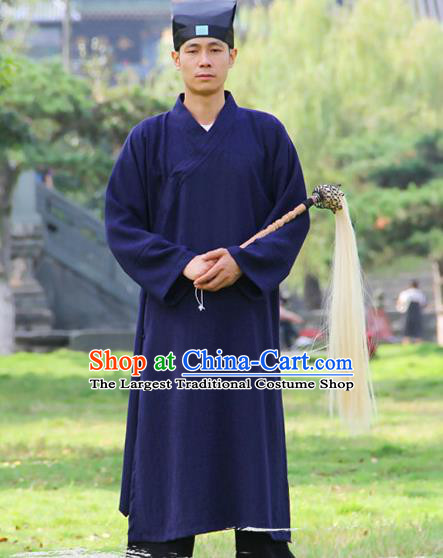 Chinese Traditional Martial Arts Robe Royalblue Priest Frock Kung Fu Taoist Priest Tai Chi Costume for Men