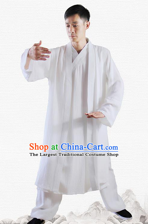 Traditional Chinese Martial Arts White Outfits Kung Fu Wudang Taoist Priest Tai Chi Costume for Men
