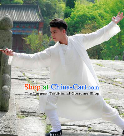 Traditional Chinese Wudang Taoist Priest White Outfits Martial Arts Kung Fu Tai Chi Costume for Men