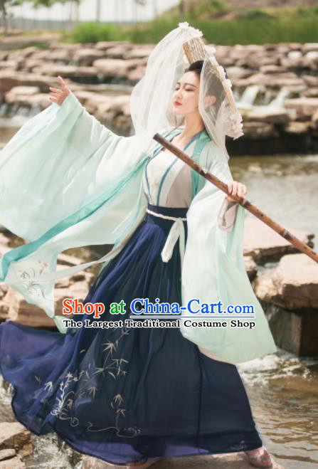 Traditional Chinese Jin Dynasty Dowager Embroidered Green Hanfu Dress Ancient Royal Princess Replica Costume for Women