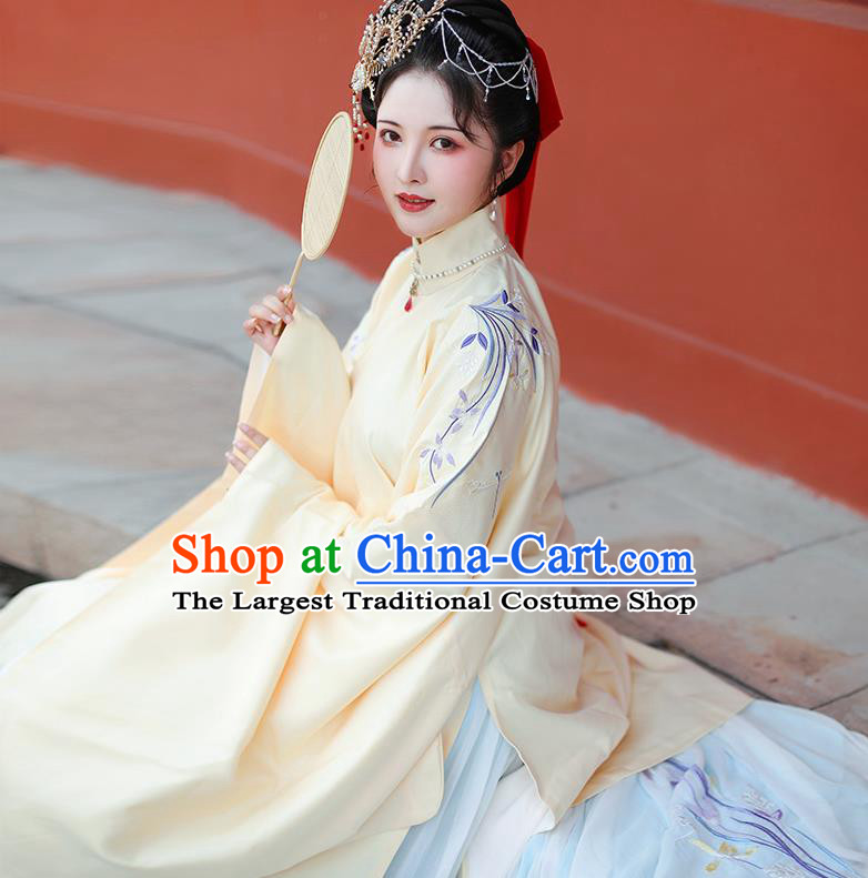 Traditional Chinese Ming Dynasty Palace Countess Embroidered Hanfu Dress Ancient Imperial Consort Replica Costume for Women