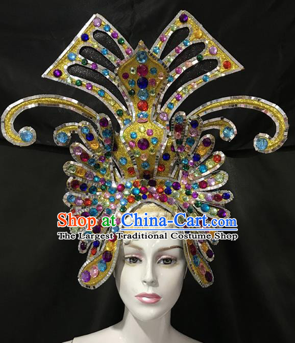 Top Halloween Samba Dance Deluxe Golden Hat Brazilian Rio Carnival Hair Accessories for Women