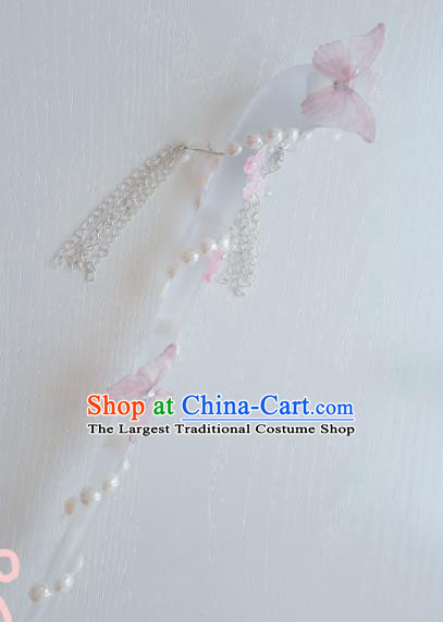 Traditional Chinese Cosplay Swordsman Pink Butterfly Hairpins Ancient Hanfu Hair Accessories for Women