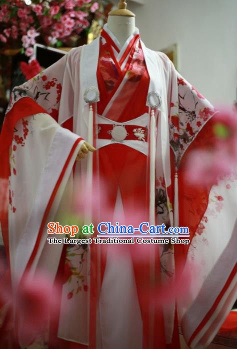 Traditional Chinese Cosplay Female Swordsman Red Dress Ancient Princess Costume for Women