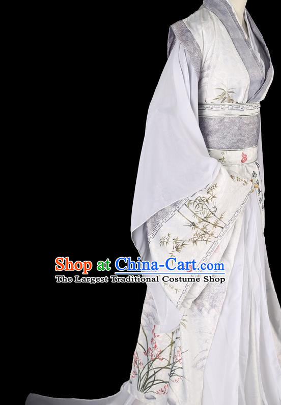 Traditional Chinese Cosplay Scholar Swordsman White Clothing Ancient Prince Nobility Childe Costume for Men