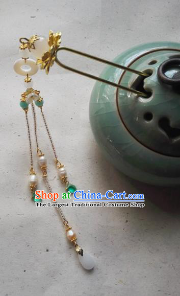 Traditional Chinese Classical Pearls Tassel Step Shake Hairpins Ancient Princess Hanfu Hair Accessories for Women