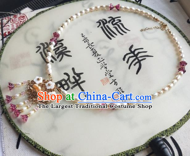 Traditional Chinese Ancient Princess Pearls Necklace Ming Dynasty Court Necklet Accessories for Women